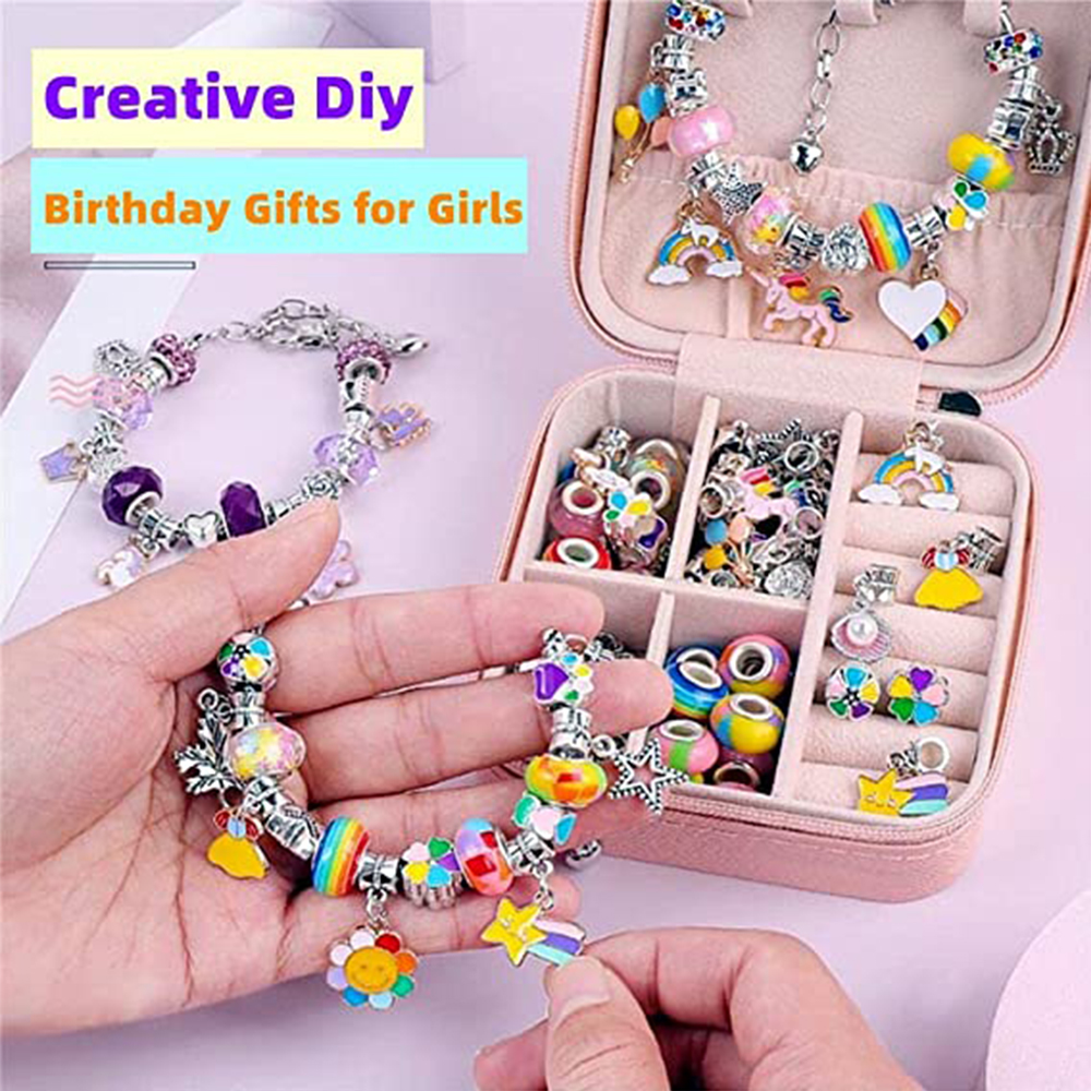 Charm Bracelet Making Kit, 66 Pcs Charm Bracelet Making Kit Jewelry Making Supplies, Gift Boxed Charm Bracelet Girl Diy Craft Gift Kit for Teen Girls Crafts for Girls Ages 5-12 - image 3 of 7