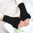 thumbnail image 1 of 1 par de guantes para mujer Guantes calientes sin impermeable a prueba a prueba durante el medio invierno para caminar lib Negro Yinane Guantes cálidos sin dedos, 1 of 7