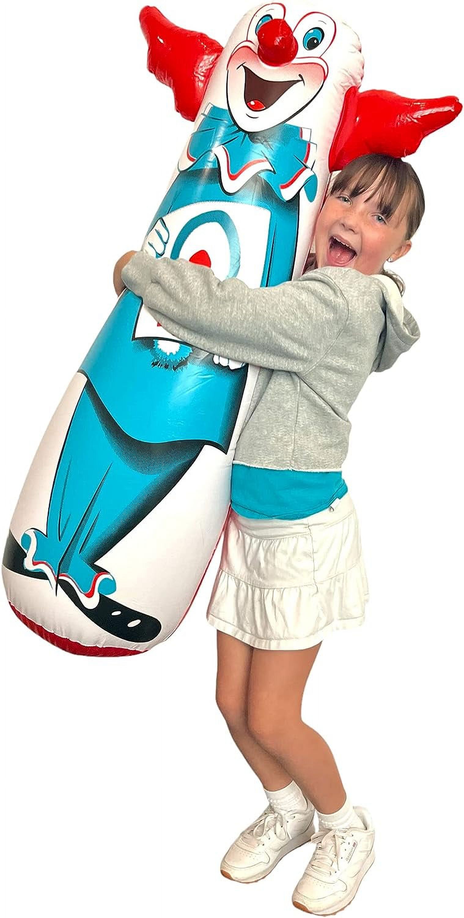 WARM FUZZY Toys - The Original 46" Bozo The Clown Inflatable 3-D Bop Bag (452) Works Great for Ages 3+ and at Home, in The Classroom or as an Energy/Stress Reliever