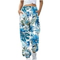 thumbnail image 2 of Trushirts Women's Polyester Casual Pants - Multicolor Tropical Floral Print, 2XL Relaxed Fit with Drawstring Waist & Side Pockets, Ideal for Outings, Shopping & Home Lounge, 2 of 6