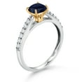 thumbnail image 3 of Gem Stone King 0.88 Ct Blue Sapphire G/H Lab Grown Diamond 10K White and Yellow Gold Engagement Ring (Size 9), 3 of 4