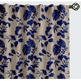 thumbnail image 2 of Vargottam Cotton Curtains for Windows - 3-in-1 Rod Pocket/Back Tab Short Window Drapes - Light Filtering Cotton Panels - Set of 2, 52"x63" - Vines Motif Design (Blue), 2 of 8