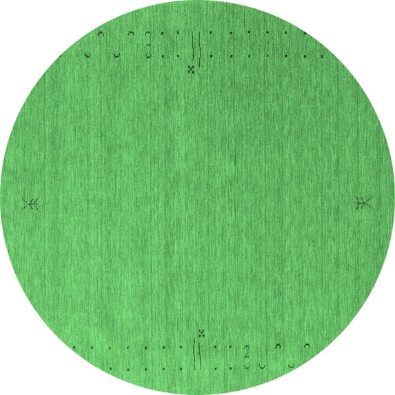 Ahgly Company Indoor Round Abstract Emerald Green Contemporary Area Rugs, 3' Round