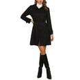 thumbnail image 2 of Abrigo de ante sintético INSPIRE CHIC para mujer, chaqueta larga con cinturón y cremallera con diseño a la moda en negro, 2 of 6