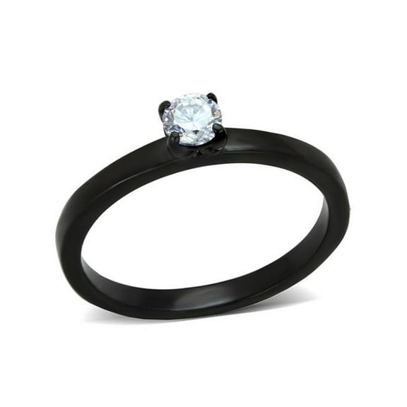 .25 Ct Round Cut AAA Zirconia Black Stainless Steel Engagement Ring Women's Size 8