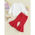 thumbnail image 5 of FEORJGP Toddler Girl Valentine’s Day Outfits Infant Baby Long Sleeve Pullover Letter Sweatshirt Crew Neck Tops + Ribbed Flare Pants Set Cute Casual Daily Clothes, 5 of 9