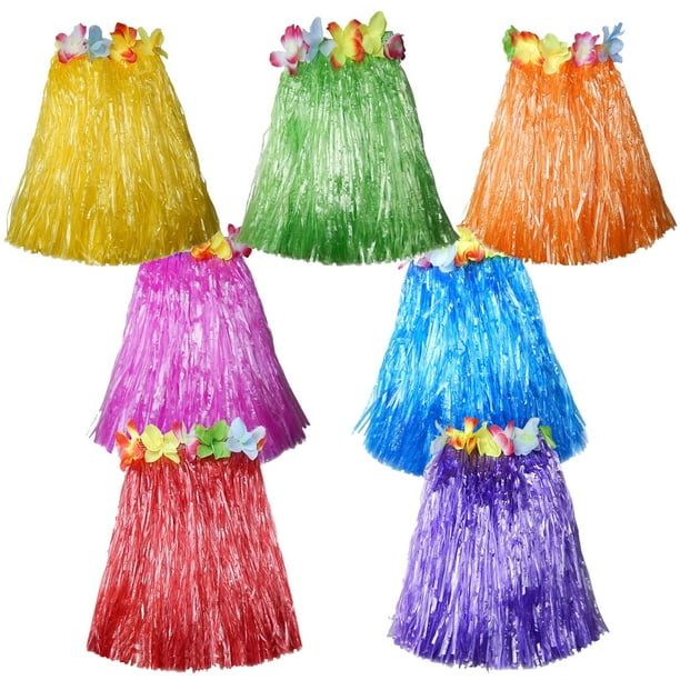 10 faldas hawaianas de hierba con flores Luau para adultos, falda Hula de 23 pulgadas de largo, disfraces de fiesta de Navidad hawaiana