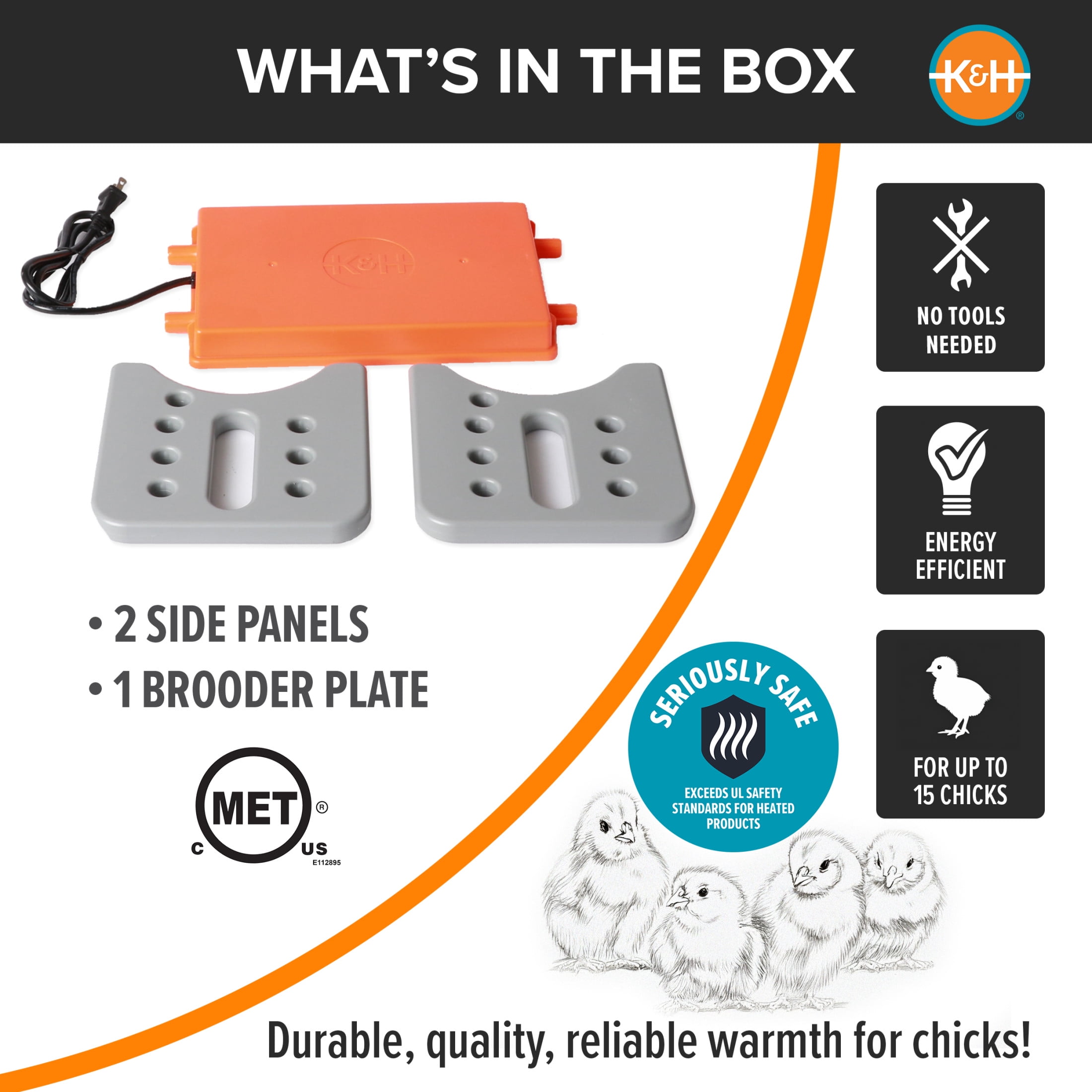 K&H Pet Products Thermo-Poultry Brooder Gray/Orange Small 13.5 X 8 X 8 Inches