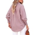 thumbnail image 5 of Fantaslook Striped Button Down Shirts for Women Smocked Cuffed Trendy Blouse Causal Long Sleeve Tops with Pocket, 5 of 9
