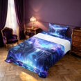 thumbnail image 3 of Homewish Blue Galaxy Twin Sheets for Kids Girls, Stars Moon Waterfall Bedding, 3 Pieces, 1 Flat Sheet, 1 Fitted Sheet and 1 Pillowcase, 3 of 6