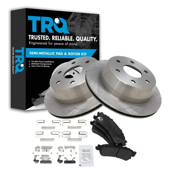TRQ Rear Premium Posi Metallic Brake Pad & Rotor Kit Fits Select Chevy GMC Cadillac