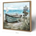 thumbnail image 4 of CDDposter Framed Wall Art Beach Décor Ocean Canvas Picture Coastal Artwork Sea Bird Boat Blue Tan Small Rustic Beachy Canvas Print for Bathroom Bedroom Living Room, 4 of 8