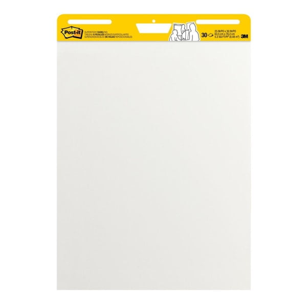 Postit® Super Sticky Easel Pad, 25" x 30", White, Pad Of 30 Sheets
