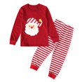 thumbnail image 1 of Conjuntos de ropa de manga larga con camiseta de Papá Noel y pantalones a rayas para bebés y niñas de Navidad, 1 of 5