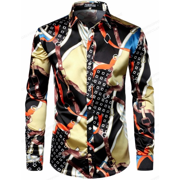Camisas hawaianas con cadena dorada, camisas con estampado de mariposas en 3D, camisas de moda para hombres, blusas playeras de manga larga, camisas de solapa de lujo, ropa para hombres