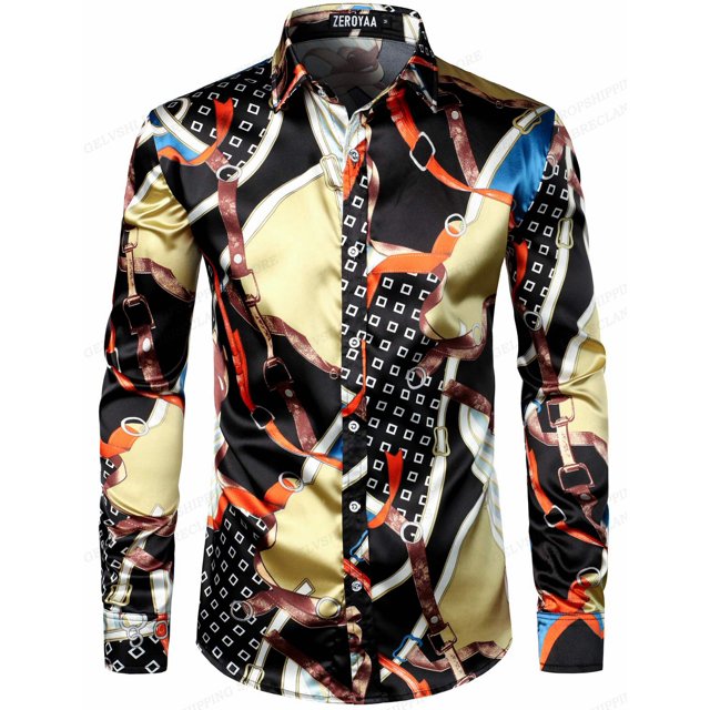 Camisas hawaianas con cadena dorada, camisas con estampado de mariposas en 3D, camisas de moda para hombres, blusas playeras de manga larga, camisas de solapa de lujo, ropa para hombres
