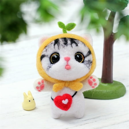 

TMOYZQ Christmas Toys for Baby Girls Boys Cute Cat Pattern Handmade DIY Poke Wool Felts Material Production Package Christmas Gift for Toddler on Clearance