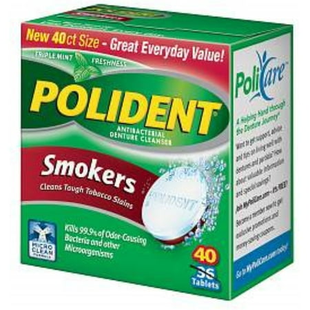 Polident Smokers, Antibacterial Denture Cleanser 40 (Best Denture Cleaner For Smokers)