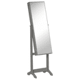 thumbnail image 1 of Mirror Jewelry Cabinet Armoire, Lockable Jewelry Organizer with Full-Length Mirror, 3 Angle Adjustable, Grey, 1 of 7