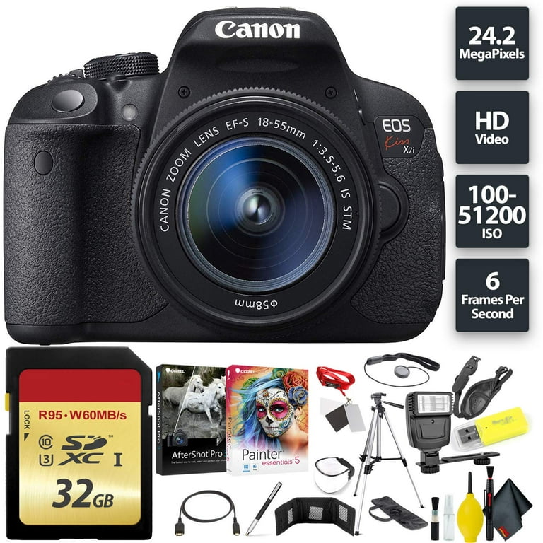 Canon Kiss X7i Camera + 18-55mm Lens International Version + 32GB