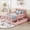 Pink, variant on Twin Size Platform Bed with Short Fence and Drawers for Storage, Wood Bed Frame with Headboard for Small Space, Wood Slats and No Box Spring Needed, Walnut