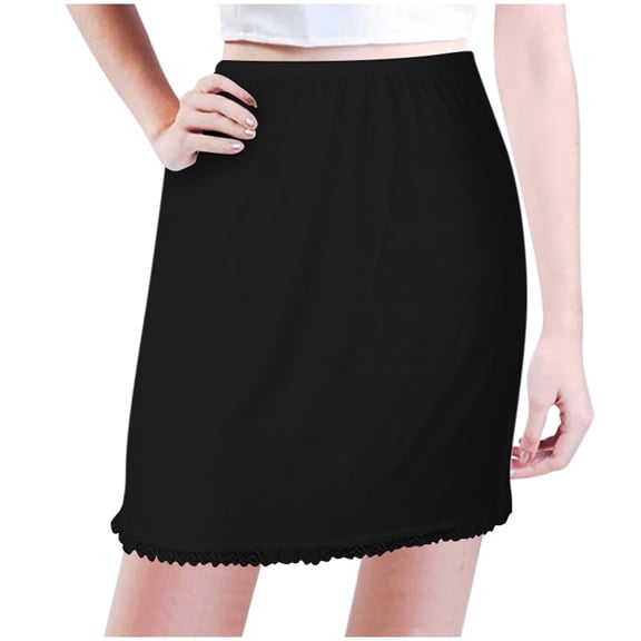 EDFBUYKRS Female Skirts Plus Size Skirts Womens Midi Skirt Short Skirt Underwear Elastic Skirt Bottom Strap Lace Skirt