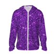 thumbnail image 1 of Balery Purple Glitter Sudadera ligera de manga larga con capucha y protección solar UPF 50+ para hombre y mujer, ideal para pesca y running-3X-Large, 1 of 7
