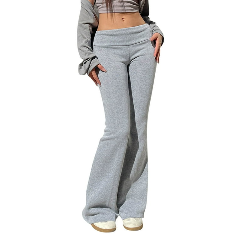 SKSloeg Womens Yoga Pants Low Rise Flare Pants Stretchy Fold SKSloeg Womens Yoga Pants Low Rise Flare Pants Stretchy Fold