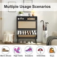 thumbnail image 4 of Lecut Rattan Shoe Cabinet with 2 Flip Drawers, 16 Pairs Shoe Storage Cabinet for Entryway Freestanding Hidden Shoe Rack with Drawer Slim Shoe Organizer for Hallway, Living Room, Black, 4 of 7