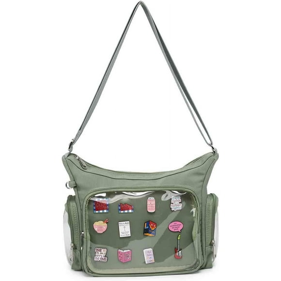 TRAHOO-Canvas Ita Bag Satchel Shoulder Crossbody Bag for Anime Pins Display