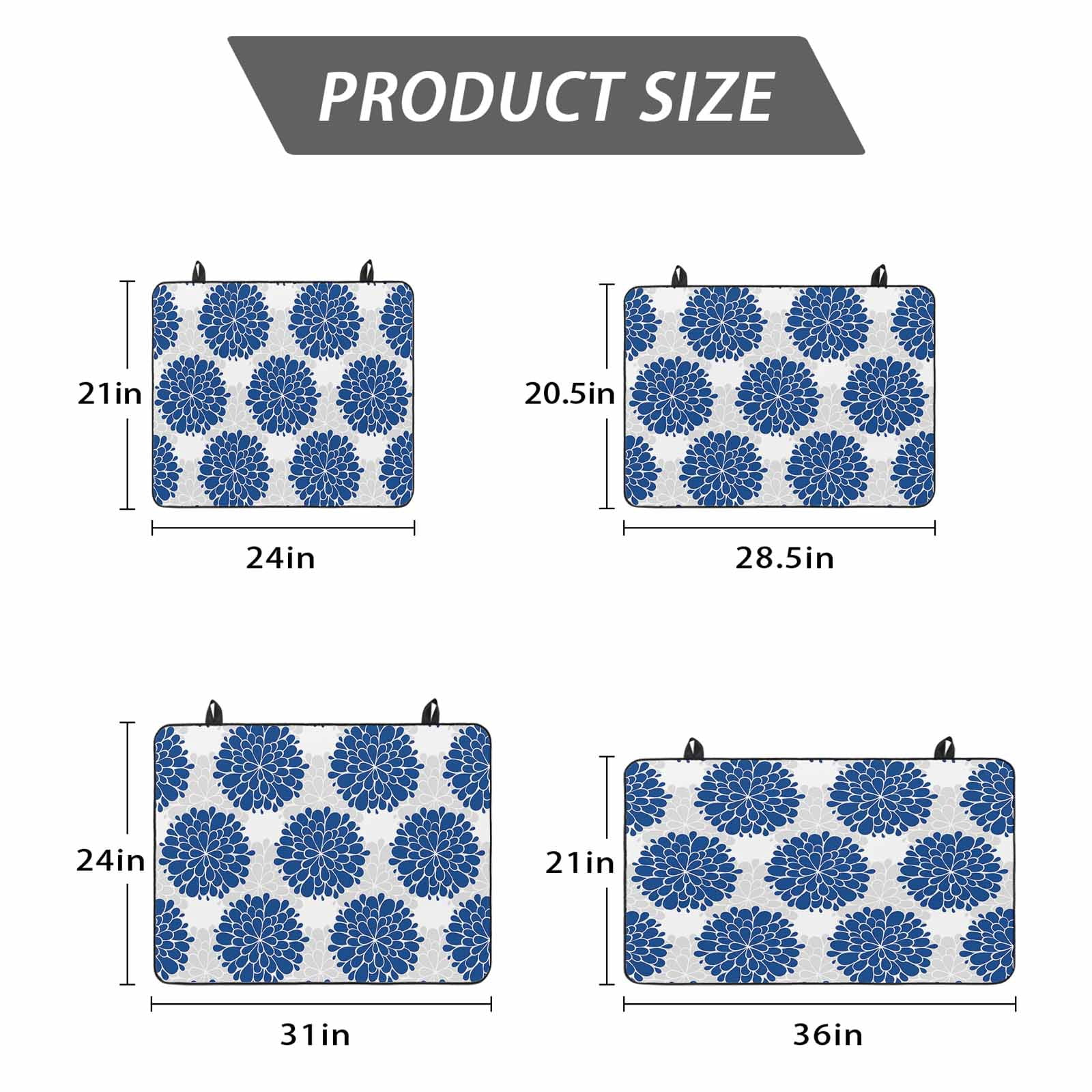 Dahlia Flower Stove Top Cover for Electric Stove, Heat-proof & Non Slip Glass Top Stove Cover Protector, Farmhouse Botanical Blue Grey Floral Kitchen Flat Cooktop Rubber Mat 24x21 Inches