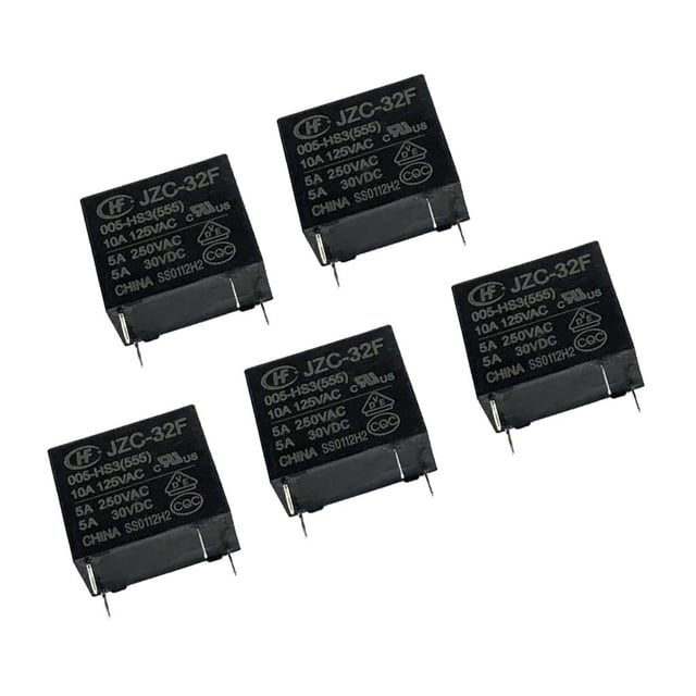 5 uds Mini relé de potencia PCB 5V DC bobina relé de automóvil normalmente abierto Cola Relé automotriz