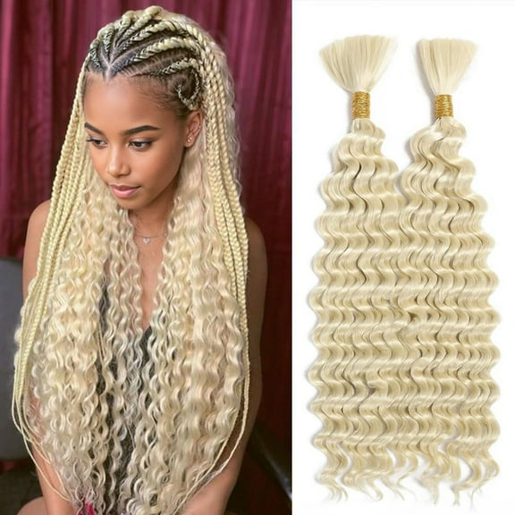Deep Wave Bulk Braiding Hair for Boho Braids 18 Inch 2 Bundles 130g Curly Boho Hair for Braiding No Weft Wet and Wavy Hair Extensions