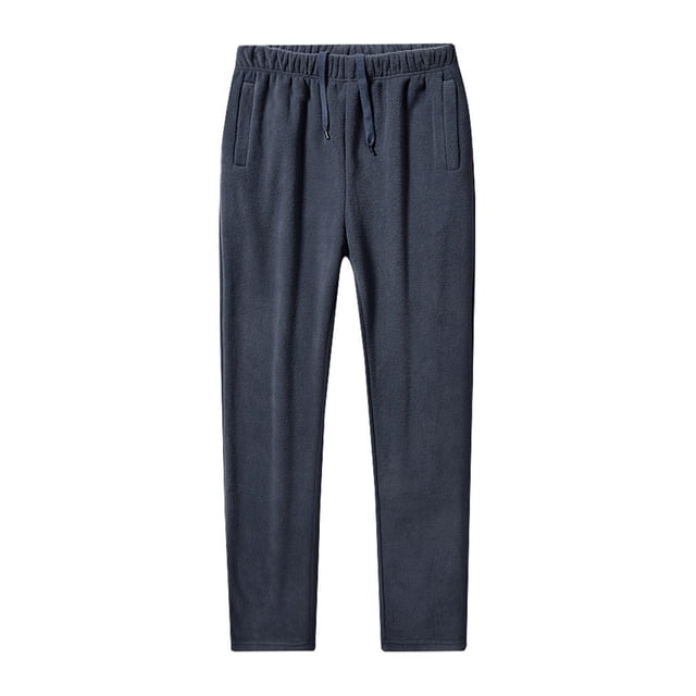 Ceisia Men's All-Season Fleece Thick Warm Gift Pants - Solid Color Straight Leg Elastic Waist Drawstring Pocket Pants