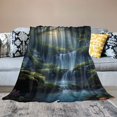 thumbnail image 2 of BCIIG Waterfall Forest Full Moon Theme Warm Lightweight Soft Fleece Blanket for All Seasons - Ideal Gift for Cow Lovers - Multiple Sizes Available 60x80in, 2 of 6