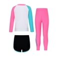 thumbnail image 2 of Eandarui Girls/Boys Sun Protection Swimsuit 3 Piece Long Sleeve Rash Guard Shirts with Swim Shorts Pants White Pink L, 2 of 7