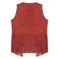 thumbnail image 4 of TiaoBug Womens Cowgirl Sleeveless Fringe Waistcoat Jacket Cowboy Tassel Vest Tank Tops Red S, 4 of 5