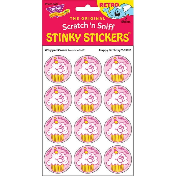 T-83610 - Happy Birthday/Whipped Cream Scented Stickers, Pack of 24t by Trend Enterprises Inc.