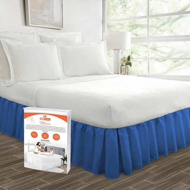 SGI Bedding 16 Inch Ruffled Bedskirt | Microfiber Ruffled Bed Skirt | Fade-Resistant, Wrinkle-free, Anti-static, Decorative, Extra Storage Space, Clutter-Free |Olympic Queen, Egyptian Blue