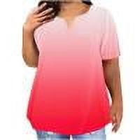 Women's Plus Size V-Neck Short Sleeve Blouse Casual Loose Flowy Top Lightweight Soft Polyester Spandex Printed Summer Spring Tunic