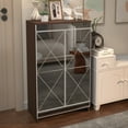thumbnail image 3 of LUMAMIN  Shoe Storage Cabinet with 2 Mirror Doors,Shoe Organizer Rack with Double Door Storage, Modern Shoe Cabinet for Entryway, 3 of 11