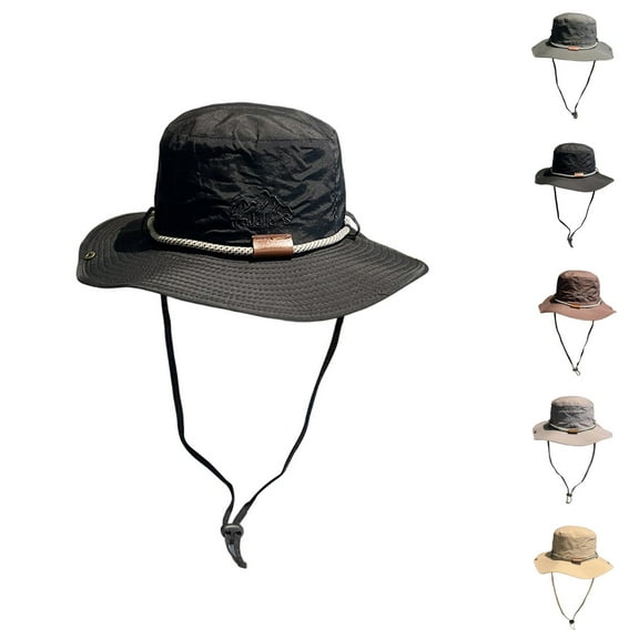 Kids Straw Bucket Hat - UPF 50  Sun Protection Summer Men's Wide Brim Sun Cowboy Hat For Outdoor Activities