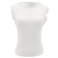 thumbnail image 6 of Tittly Spring Tops for Women Tank Top for Women Ladies Fashion Solid Color Sleeveless Crew Neck Slim Ribbed Tank Top Top Sleeveless Top Vest for Women White M, 6 of 6