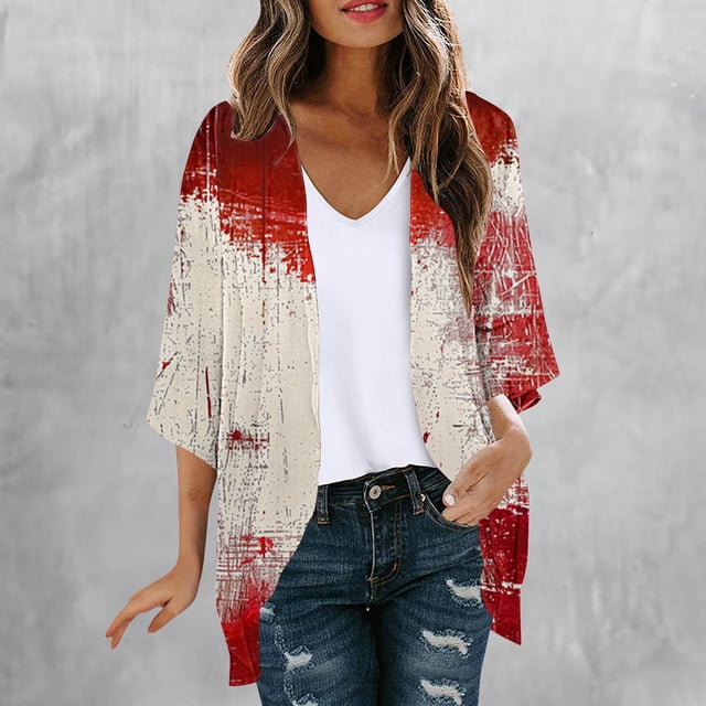 LOVZFMLL Cardigan pour Femmes Cardigan pour Dames Halloween Mode Veste Imprimée Été Veste Imprimée à Manches Longues Cardigan Veste