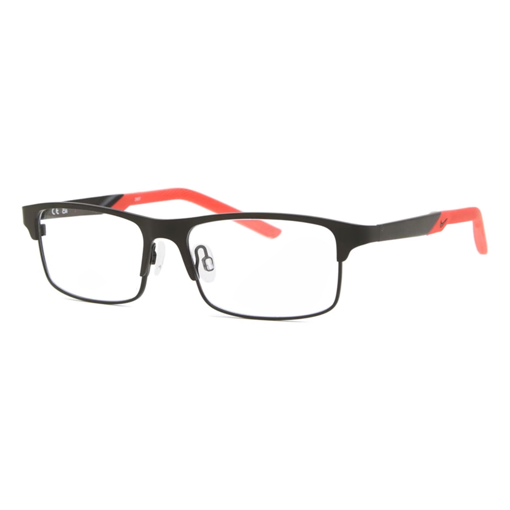 NIKE Youth NIKE 5592G Rx'ble Eyeglasses with Case, Satin Black/Ember Glow