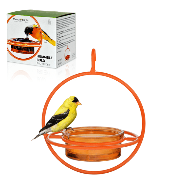 Mosaic Birds Hummble Bold Hanging Bird Feeder for Outdoors, Oriole, Finch Wild Bird Feeders - Orange