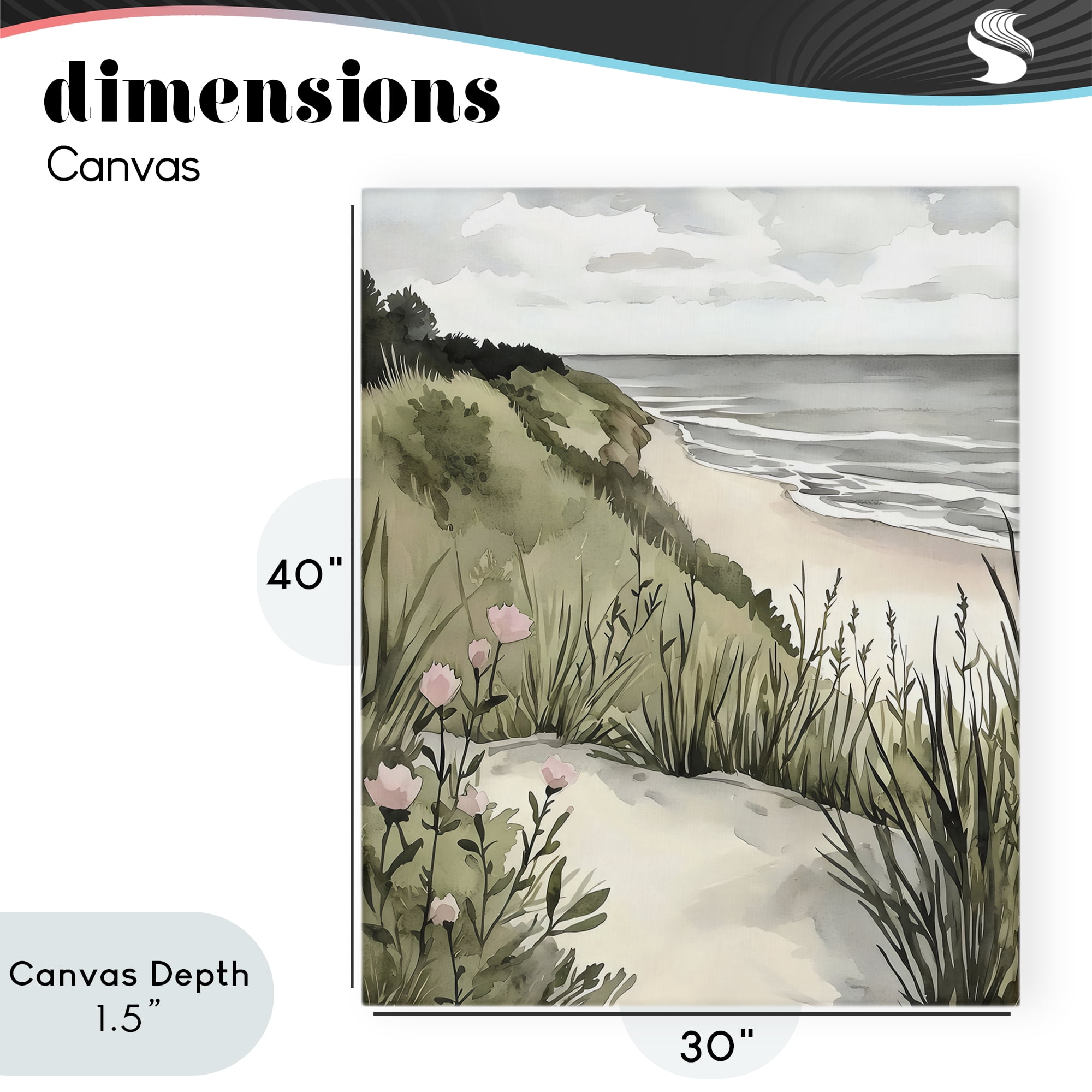 Stupell Industries Coastal Calm on Sandy Dunes Canvas Wall Art, design by Riley B