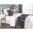 thumbnail image 2 of Floral Design Bed Runner Set, Traditional Boho Pattern of Ethnic Flowers and Leaves Print, Decorative Bedding Scarf & a Pillow Sham for Hotels Homes, Twin, Charcoal Grey and Off White, by Ambesonne, 2 of 3