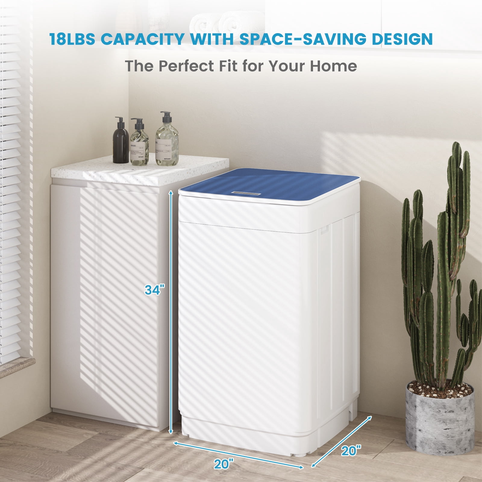 Zynkez 18Lbs Portable Full Automatic Washing Machine, Washer and Spin Dryer Combo with LED Display, Compact Laundry Washer Machine with 7 Wash Programs, Built-in Drain Pump