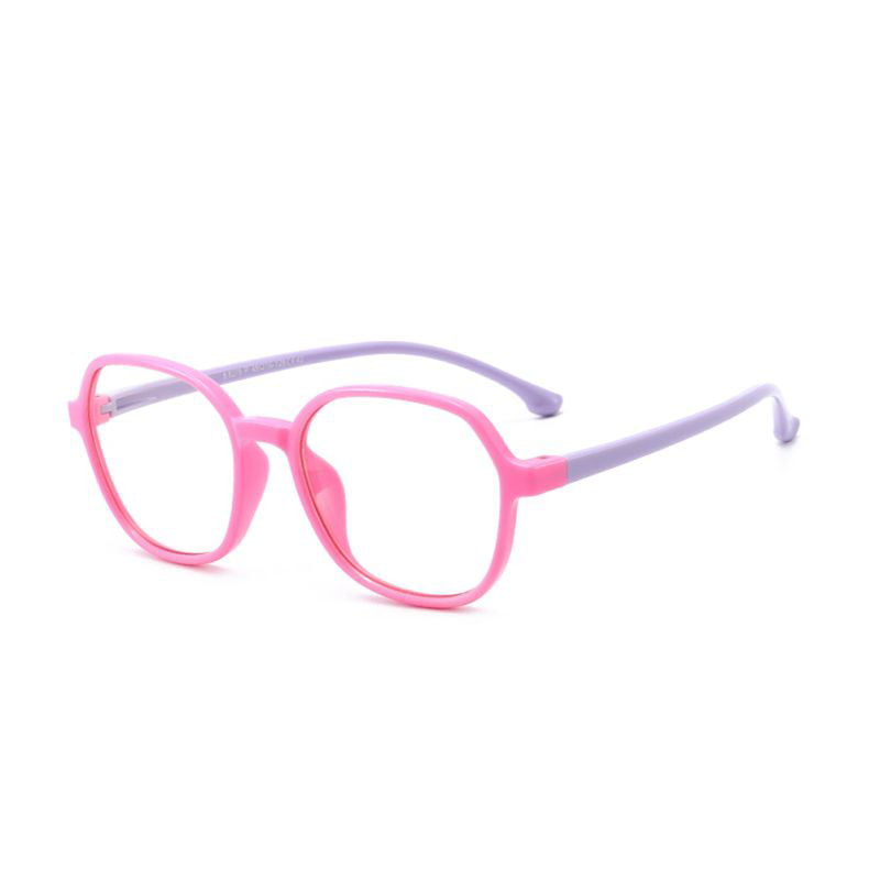 for Children Age 3-10 Kids Blue Light Blocking Glasses Silicone Flexible Square Eyeglasses Frame with Glasses Rope Clear 